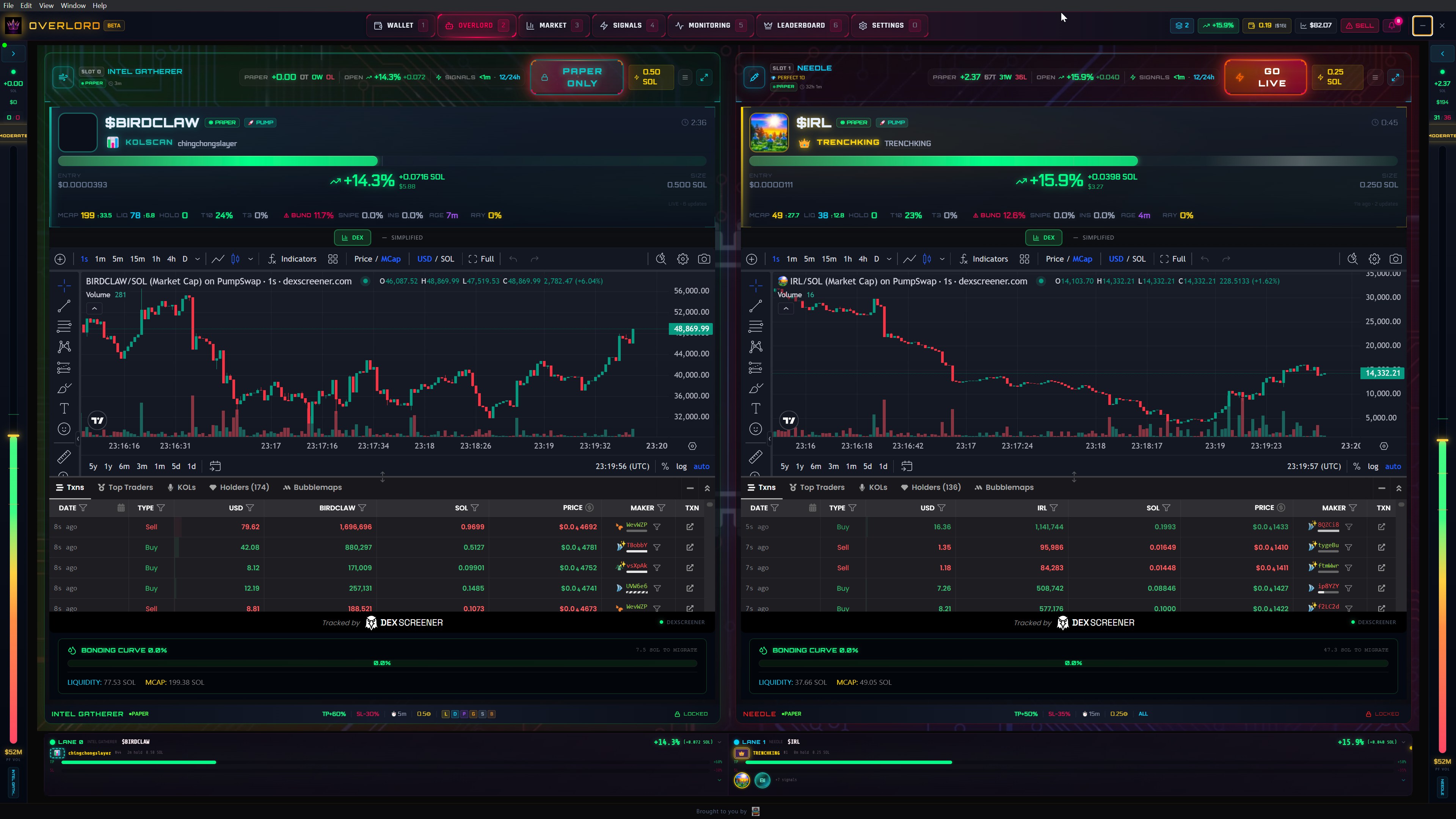 Dual-lane live copy-trading with KOLSCAN paper scouting and TRENCHKING live trading