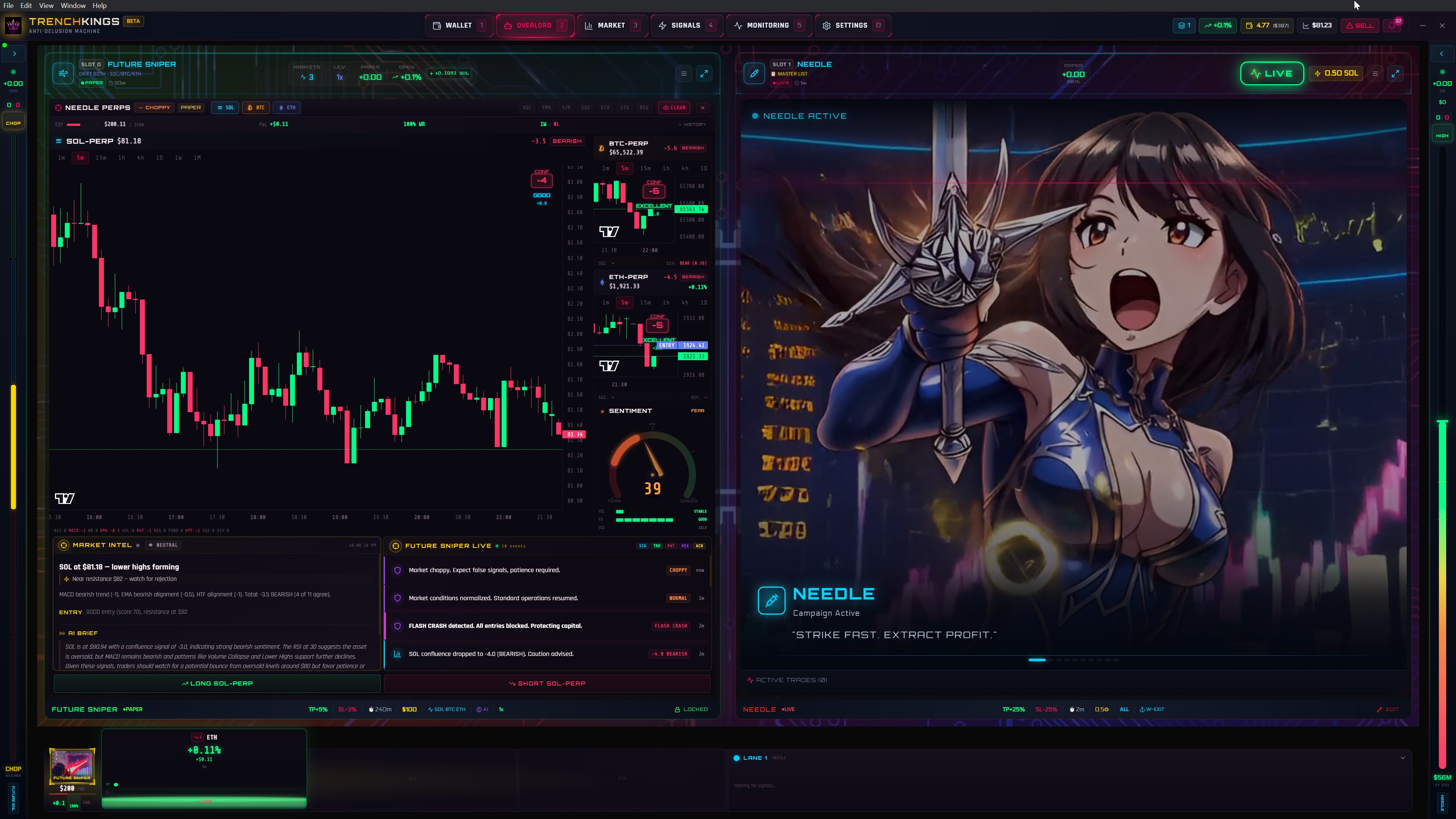 Flash crash detection with AI brief and cautionary signals